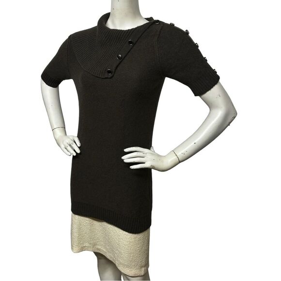 MAGASCHONI 100% Cashmere Tunic Length Sweater Button Up Turtleneck Cowl S M - Picture 11 of 16